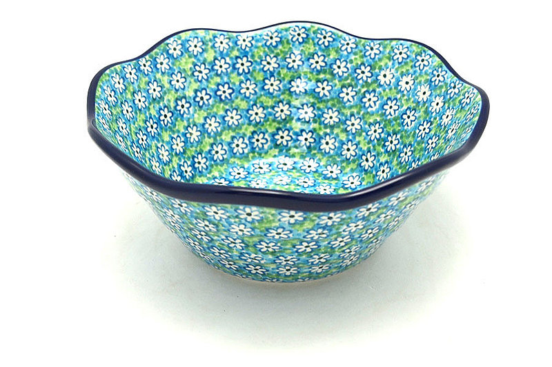 3 1/2"H x 8"W
 Polish Pottery Bowl - Curvy Edge - 8" - Key Lime 691-2252a (3 1/2"H x 8"W
)