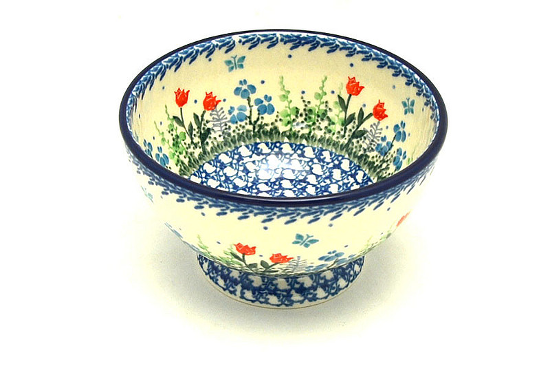 3 1/4"H x 5 1/2"W
 Polish Pottery Bowl - Pedestal - Small - Tulip Horizon 206-2903a (3 1/4"H x 5 1/2"W
)