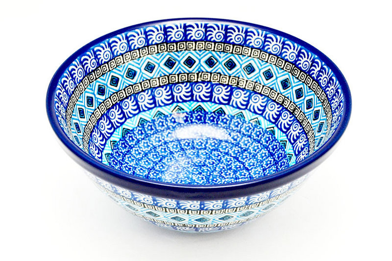 3 1/4"H x 7 1/2"W
 Polish Pottery Bowl - Large Nesting (7 1/2") - Aztec Sky 057-1917a (3 1/4"H x 7 1/2"W
)