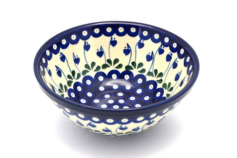 3 1/4"H x 7 1/2"W
 Polish Pottery Bowl - Large Nesting (7 1/2") - Bleeding Heart 057-377o (3 1/4"H x 7 1/2"W
)