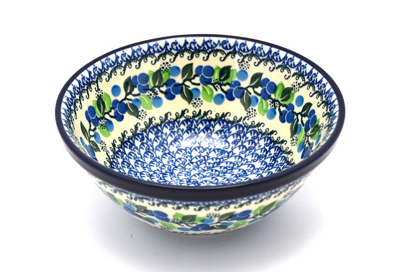 3 1/4"H x 7 1/2"W
 Polish Pottery Bowl - Large Nesting (7 1/2") - Blue Berries 057-1416a (3 1/4"H x 7 1/2"W
)