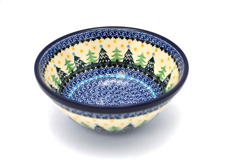 3 1/4"H x 7 1/2"W
 Polish Pottery Bowl - Large Nesting (7 1/2") - Christmas Trees 057-1284a (3 1/4"H x 7 1/2"W
)