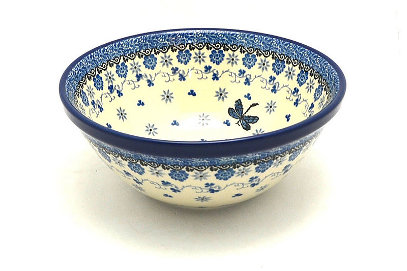 3 1/4"H x 7 1/2"W
 Polish Pottery Bowl - Large Nesting (7 1/2") - Dragonfly 057-2009a (3 1/4"H x 7 1/2"W
)