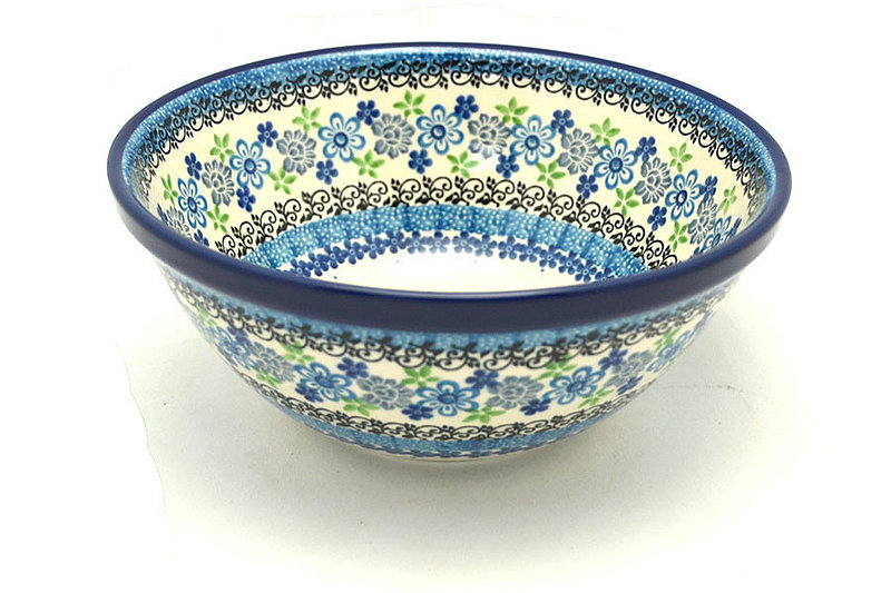 3 1/4"H x 7 1/2"W
 Polish Pottery Bowl - Large Nesting (7 1/2") - Flower Works 057-2633a (3 1/4"H x 7 1/2"W
)