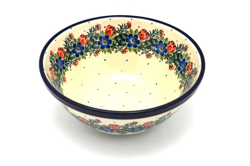 3 1/4"H x 7 1/2"W
 Polish Pottery Bowl - Large Nesting (7 1/2") - Garden Party 057-1535a (3 1/4"H x 7 1/2"W
)