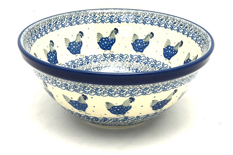 3 1/4"H x 7 1/2"W
 Polish Pottery Bowl - Large Nesting (7 1/2") - Henny Penny 057-2597a (3 1/4"H x 7 1/2"W
)