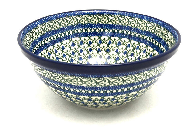 3 1/4"H x 7 1/2"W
 Polish Pottery Bowl - Large Nesting (7 1/2") - Tulip Trellis 057-0585a (3 1/4"H x 7 1/2"W
)