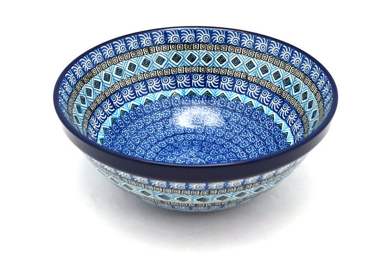 3 3/4"H x 9"W
 Polish Pottery Bowl - Larger Nesting (9") - Aztec Sky 056-1917a (3 3/4"H x 9"W
)