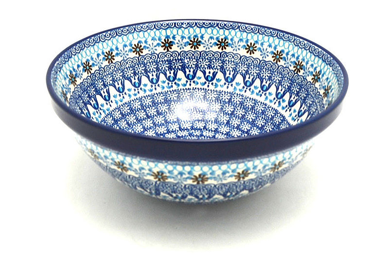 3 3/4"H x 9"W
 Polish Pottery Bowl - Larger Nesting (9") - Blue Yonder 056-2187a (3 3/4"H x 9"W
)