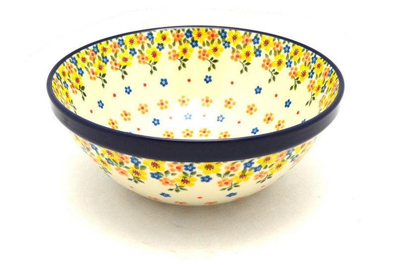 3 3/4"H x 9"W
 Polish Pottery Bowl - Larger Nesting (9") - Buttercup 056-2225a (3 3/4"H x 9"W
)