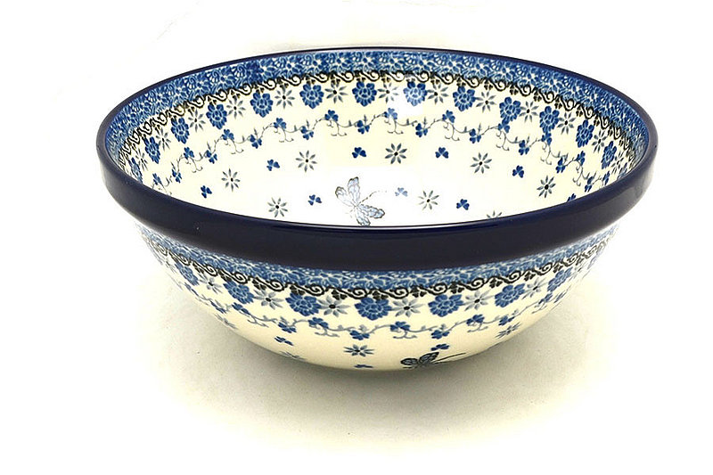3 3/4"H x 9"W
 Polish Pottery Bowl - Larger Nesting (9") - Dragonfly 056-2009a (3 3/4"H x 9"W
)