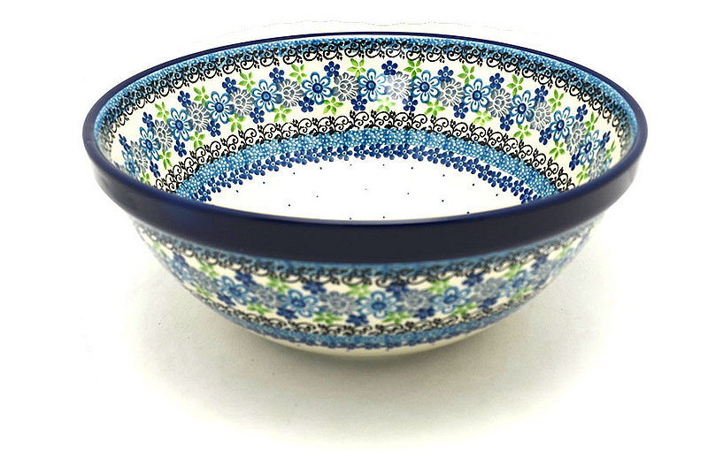 3 3/4"H x 9"W
 Polish Pottery Bowl - Larger Nesting (9") - Flower Works 056-2633a (3 3/4"H x 9"W
)