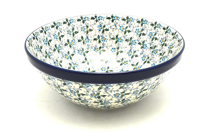3 3/4"H x 9"W
 Polish Pottery Bowl - Larger Nesting (9") - Forget-Me-Knot 056-2089a (3 3/4"H x 9"W
)