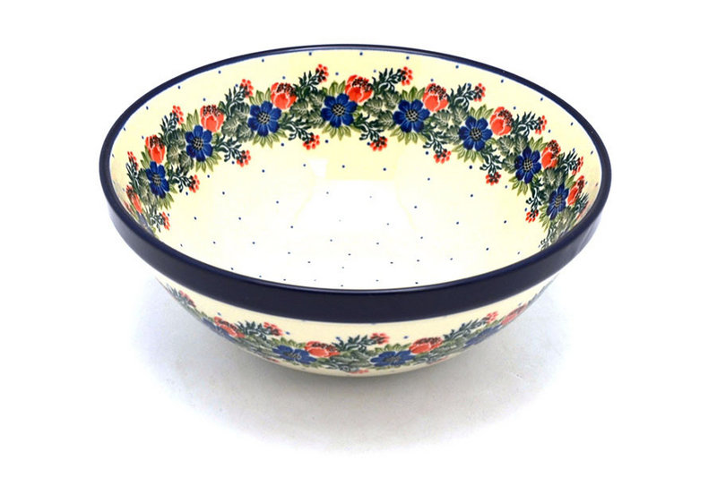 3 3/4"H x 9"W
 Polish Pottery Bowl - Larger Nesting (9") - Garden Party 056-1535a (3 3/4"H x 9"W
)