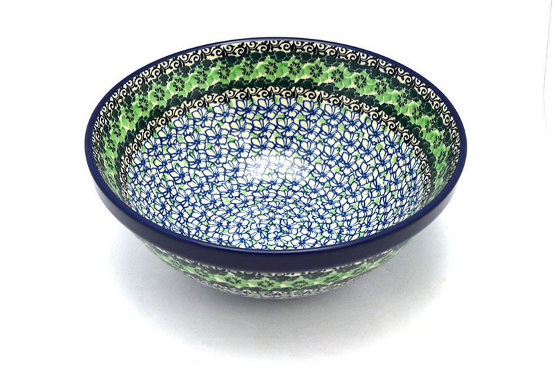 3 3/4"H x 9"W
 Polish Pottery Bowl - Larger Nesting (9") - Kiwi 056-1479a (3 3/4"H x 9"W
)