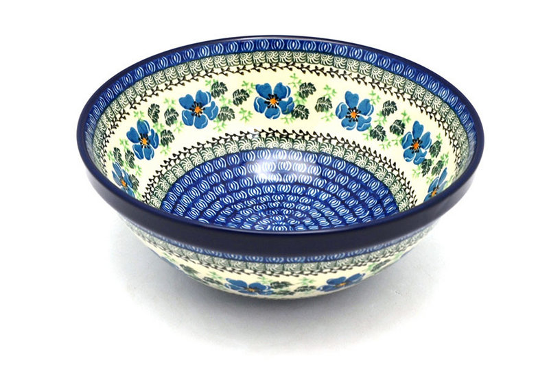 3 3/4"H x 9"W
 Polish Pottery Bowl - Larger Nesting (9") - Morning Glory 056-1915a (3 3/4"H x 9"W
)