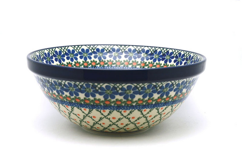 3 3/4"H x 9"W
 Polish Pottery Bowl - Larger Nesting (9") - Primrose 056-854a (3 3/4"H x 9"W
)