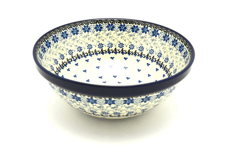 3 3/4"H x 9"W
 Polish Pottery Bowl - Larger Nesting (9") - Silver Lace 056-2158a (3 3/4"H x 9"W
)