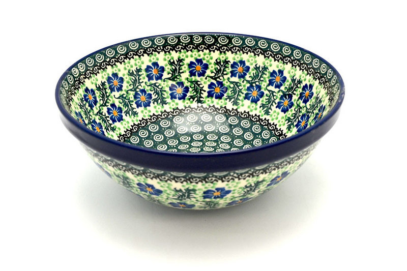 3 3/4"H x 9"W
 Polish Pottery Bowl - Larger Nesting (9") - Sweet Violet 056-1538a (3 3/4"H x 9"W
)