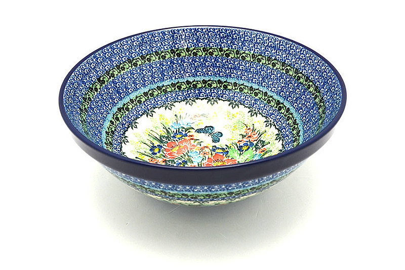 3 3/4"H x 9"W
 Polish Pottery Bowl - Larger Nesting (9") - Unikat Signature U4553 056-U4553 (3 3/4"H x 9"W
)