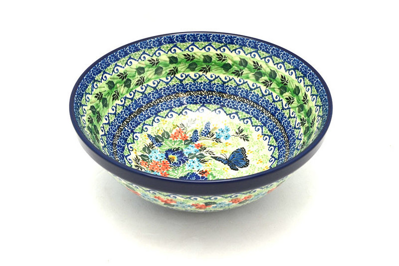 3 3/4"H x 9"W
 Polish Pottery Bowl - Larger Nesting (9") - Unikat Signature U4600 056-U4600 (3 3/4"H x 9"W
)