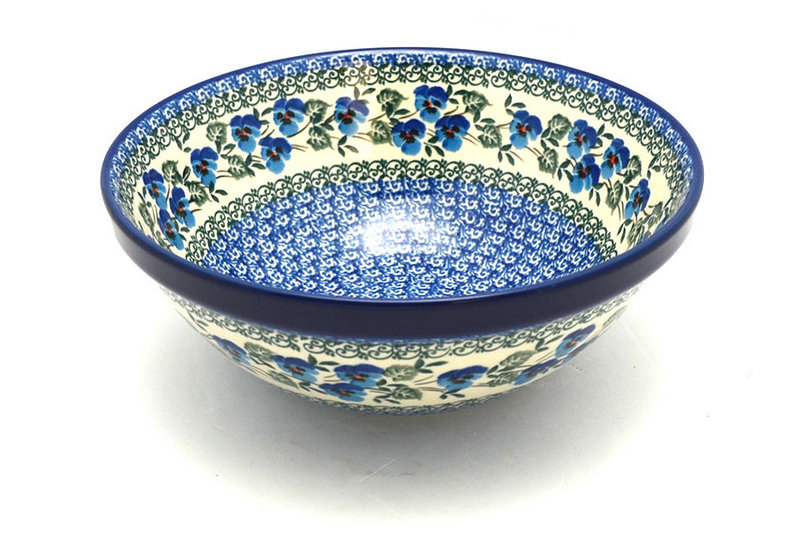 3 3/4"H x 9"W
 Polish Pottery Bowl - Larger Nesting (9") - Winter Viola 056-2273a (3 3/4"H x 9"W
)
