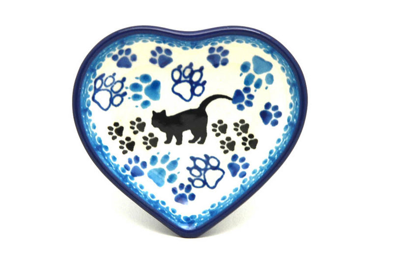 3/4"H x 3"W x 3 1/4"L
 Polish Pottery Tea Bag Holder - Heart - Boo Boo Kitty B64-1771a (3/4"H x 3"W x 3 1/4"L
)