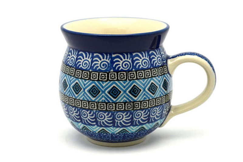 3 5/8"H (11 oz measured near the rim).
 Polish Pottery Mug - 11 oz. Bubble - Aztec Sky 070-1917a (3 5/8"H (11 oz measured near the rim).
)
