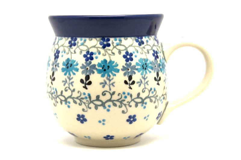 3 5/8"H (11 oz measured near the rim).
 Polish Pottery Mug - 11 oz. Bubble - Bachelor Button 070-2641a (3 5/8"H (11 oz measured near the rim).
)