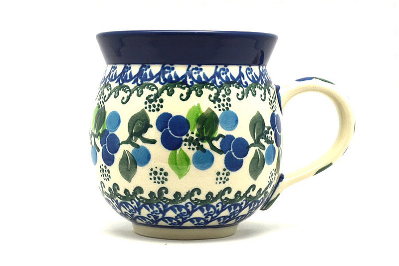 3 5/8"H (11 oz measured near the rim).
 Polish Pottery Mug - 11 oz. Bubble - Blue Berries 070-1416a (3 5/8"H (11 oz measured near the rim).
)