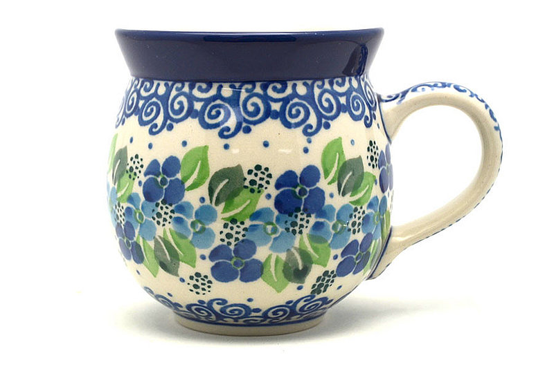3 5/8"H (11 oz measured near the rim).
 Polish Pottery Mug - 11 oz. Bubble - Blue Phlox 070-1417a (3 5/8"H (11 oz measured near the rim).
)