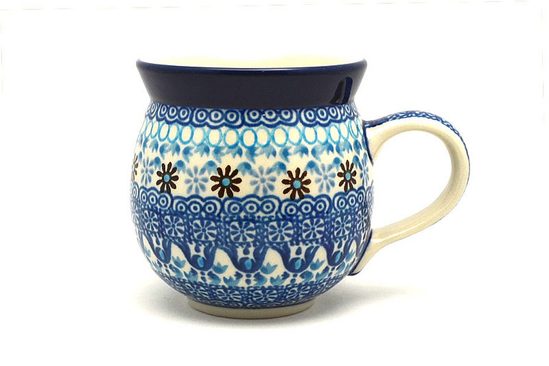 3 5/8"H (11 oz measured near the rim).
 Polish Pottery Mug - 11 oz. Bubble - Blue Yonder 070-2187a (3 5/8"H (11 oz measured near the rim).
)