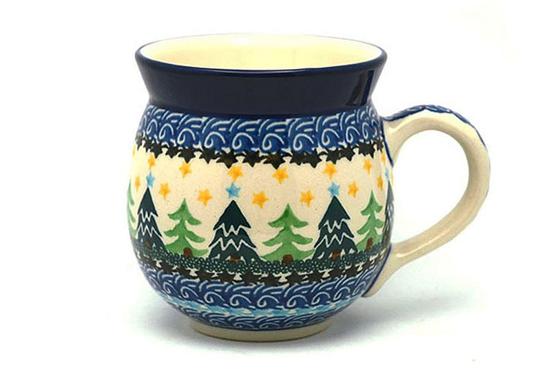 3 5/8"H (11 oz measured near the rim).
 Polish Pottery Mug - 11 oz. Bubble - Christmas Trees 070-1284a (3 5/8"H (11 oz measured near the rim).
)