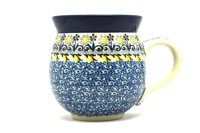 3 5/8"H (11 oz measured near the rim).
 Polish Pottery Mug - 11 oz. Bubble - Daisy Maize 070-2178a (3 5/8"H (11 oz measured near the rim).
)