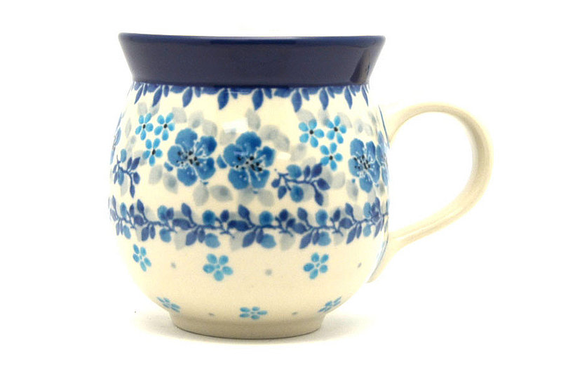3 5/8"H (11 oz measured near the rim).
 Polish Pottery Mug - 11 oz. Bubble - Flax Flower 070-2642a (3 5/8"H (11 oz measured near the rim).
)