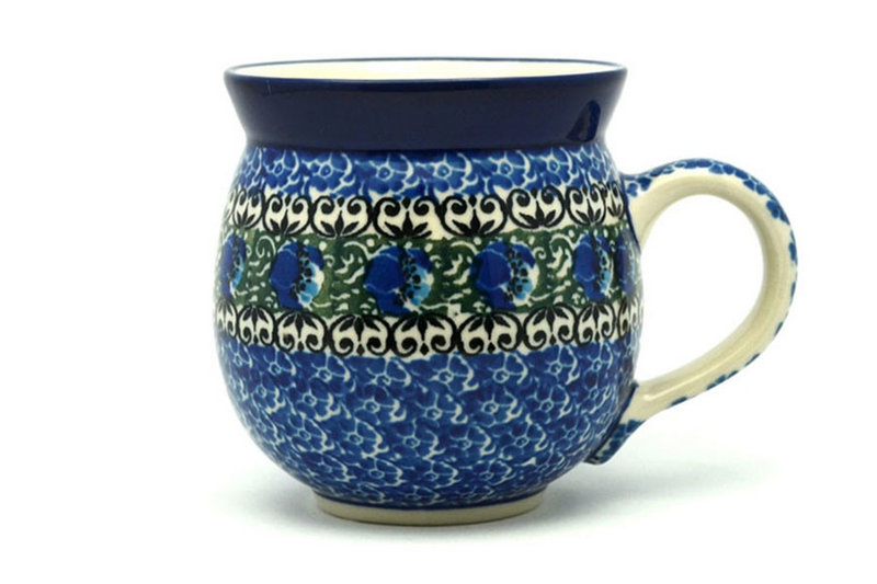 3 5/8"H (11 oz measured near the rim).
 Polish Pottery Mug - 11 oz. Bubble - Peacock Feather 070-1513a (3 5/8"H (11 oz measured near the rim).
)