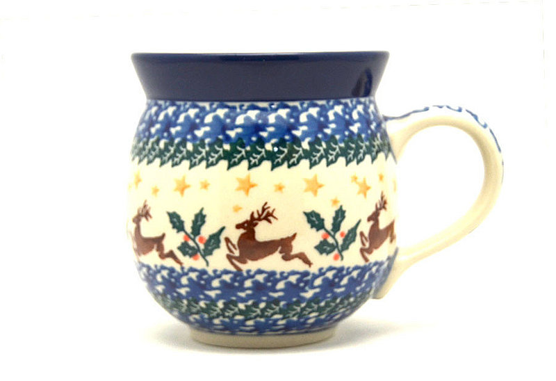 3 5/8"H (11 oz measured near the rim).
 Polish Pottery Mug - 11 oz. Bubble - Prancer 070-1485a (3 5/8"H (11 oz measured near the rim).
)