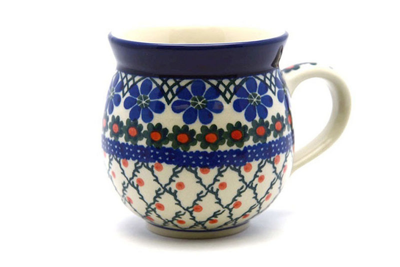 3 5/8"H (11 oz measured near the rim).
 Polish Pottery Mug - 11 oz. Bubble - Primrose 070-854a (3 5/8"H (11 oz measured near the rim).
)