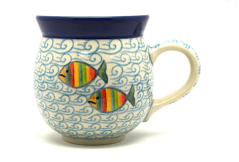 3 5/8"H (11 oz measured near the rim).
 Polish Pottery Mug - 11 oz. Bubble - Rainbow Fish 070-2540a (3 5/8"H (11 oz measured near the rim).
)