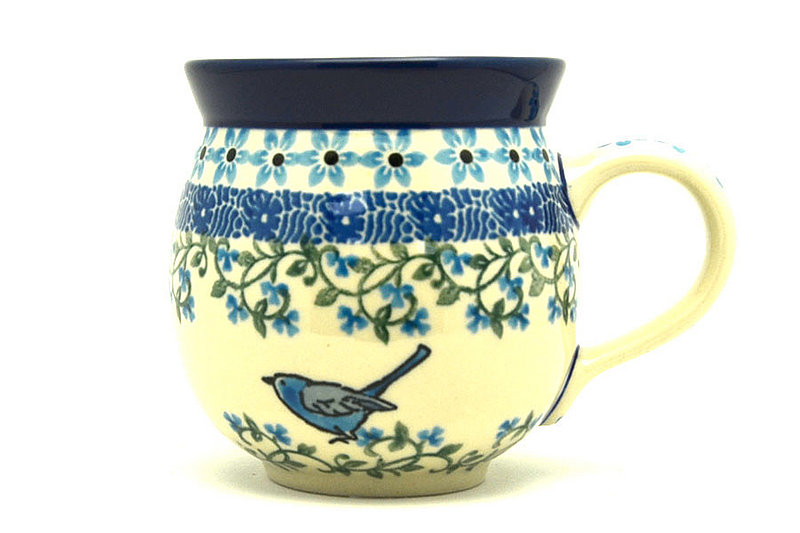 3 5/8"H (11 oz measured near the rim).
 Polish Pottery Mug - 11 oz. Bubble - Song Bird 070-1932a (3 5/8"H (11 oz measured near the rim).
)