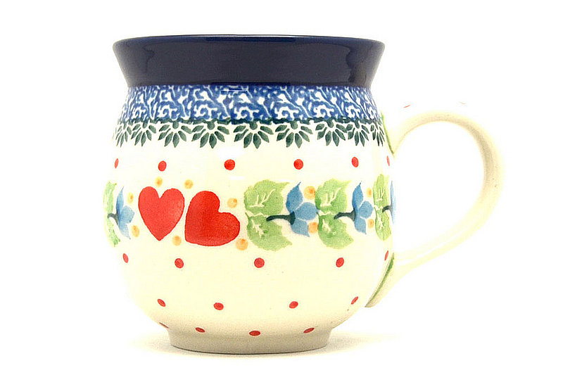 3 5/8"H (11 oz measured near the rim).
 Polish Pottery Mug - 11 oz. Bubble - Sweet Hearts 070-2732a (3 5/8"H (11 oz measured near the rim).
)