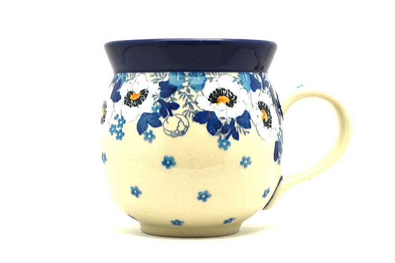 3 5/8"H (11 oz measured near the rim).
 Polish Pottery Mug - 11 oz. Bubble - White Poppy 070-2222a (3 5/8"H (11 oz measured near the rim).
)
