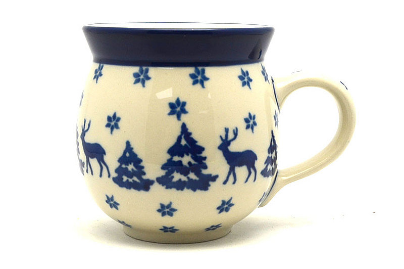 3 5/8"H (11 oz measured near the rim).
 Polish Pottery Mug - 11 oz. Bubble - Winter Forest 070-1931a (3 5/8"H (11 oz measured near the rim).
)