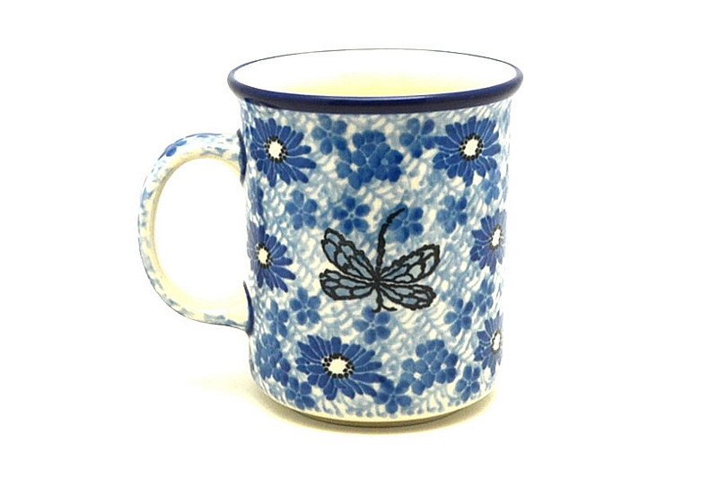 3 5/8"H (8 oz. measured to the rim)
 Polish Pottery Mug - Straight Sided - Blue Dragonfly 236-2999a (3 5/8"H (8 oz. measured to the rim)
)