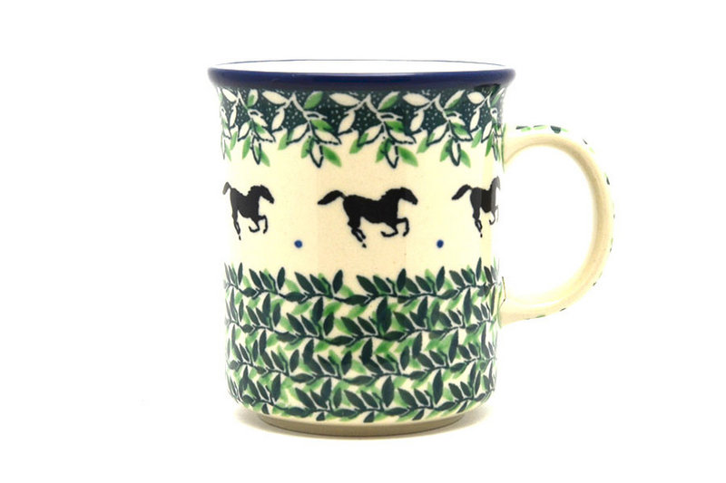 3 5/8"H (8 oz. measured to the rim)
 Polish Pottery Mug - Straight Sided - Dark Horse 236-2241a (3 5/8"H (8 oz. measured to the rim)
)