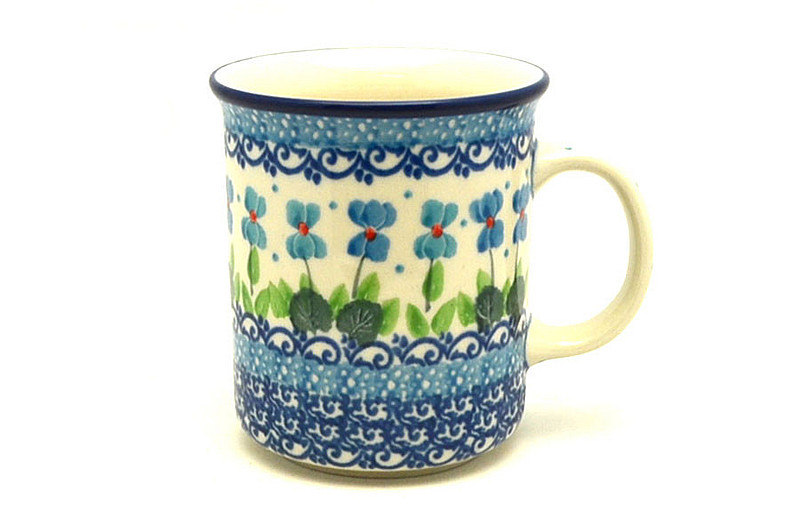 3 5/8"H (8 oz. measured to the rim)
 Polish Pottery Mug - Straight Sided - Dutch Iris 236-2668a (3 5/8"H (8 oz. measured to the rim)
)