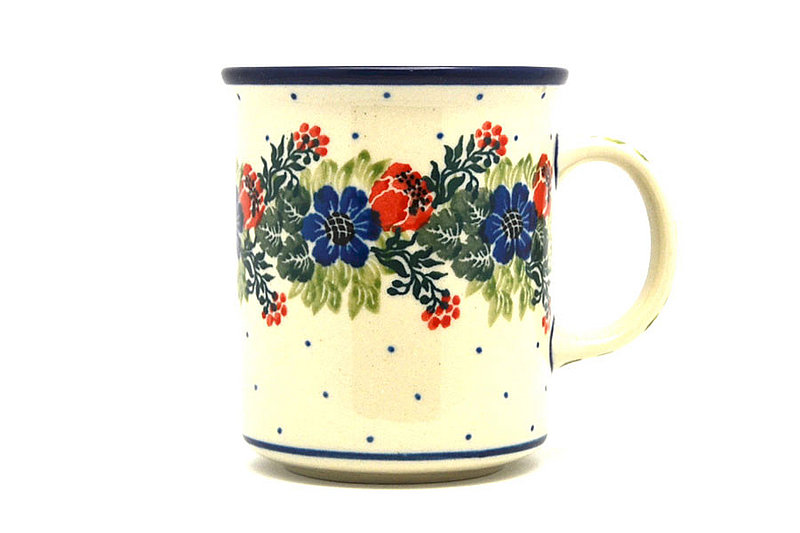 3 5/8"H (8 oz. measured to the rim)
 Polish Pottery Mug - Straight Sided - Garden Party 236-1535a (3 5/8"H (8 oz. measured to the rim)
)