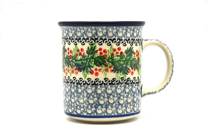 3 5/8"H (8 oz. measured to the rim)
 Polish Pottery Mug - Straight Sided - Holly Berry 236-1734a (3 5/8"H (8 oz. measured to the rim)
)