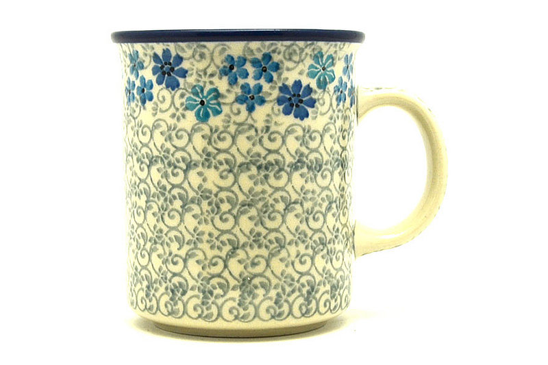 3 5/8"H (8 oz. measured to the rim)
 Polish Pottery Mug - Straight Sided - Sea Blossom 236-2612a (3 5/8"H (8 oz. measured to the rim)
)