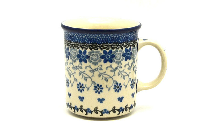 3 5/8"H (8 oz. measured to the rim)
 Polish Pottery Mug - Straight Sided - Silver Lace 236-2158a (3 5/8"H (8 oz. measured to the rim)
)